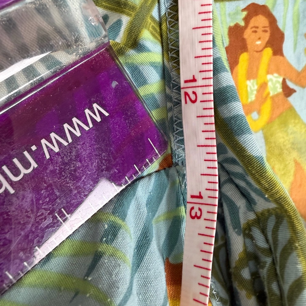 Tommy Bahama Hula Girl Swim Trunks S Blue Green Geometric Mesh Lined Nylon T9318 - Picture 13 of 15